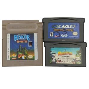 Game Boy Games: Madagascar,‎ Quad Desert Fury, Princess Blobette Lot of 3 Games